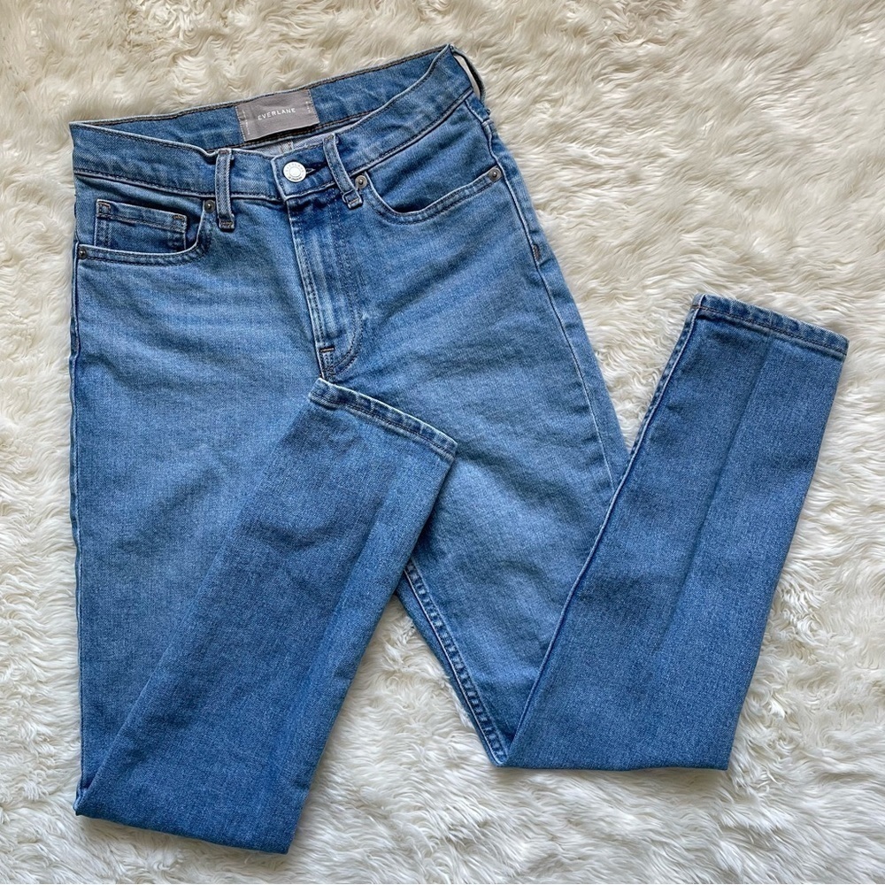Everlane High Rise Skinny Jean Classic Denim Light Wash Blue Ankle 24